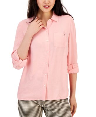 Tommy Hilfiger Womens Roll-Tab-Sleeve Button 196701914842 XL RT $69.5