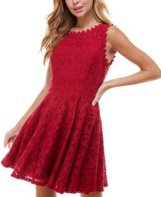 City Studios Juniors Lace Fit-and-Flare Dr Navy 5