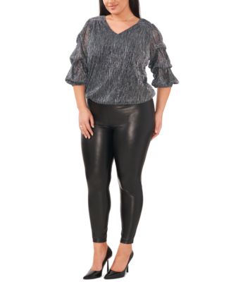 MSK Plus Size Metallic Tiered-Slee SilverGold 1X