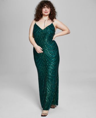 B Darlin Trendy Plus Size Sequined V-Ne 791841477297 14 RT $149.0