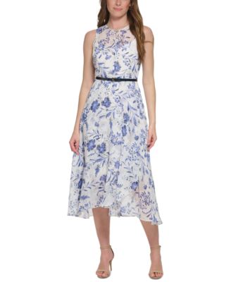 Tommy Hilfiger Womens Floral-Print Belted Mi Ivory Multi 12