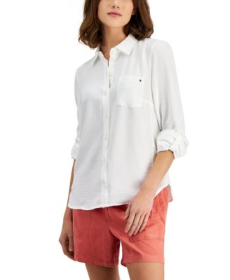 Tommy Hilfiger Womens Roll-Tab-Sleeve Button 196701914835 2XL RT $69.5