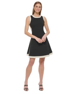 DKNY Womens Sleeveless Contrast-Tr BlackEggshell 6P