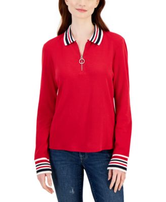 Tommy Hilfiger Womens Cotton Striped-Collar 196701648778 S RT $69.5