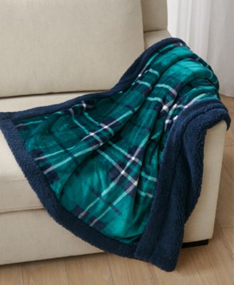 Charter Club Plaid Plush Rever Red Throw