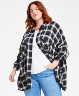 Levis Plus Size Harrison Plaid Butto Linda 196978565518 1X RT $69.5