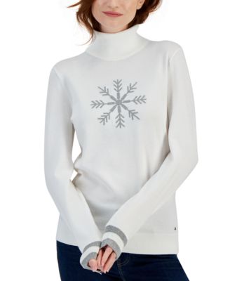 Tommy Hilfiger Womens Turtleneck Snowflake-G 196701612137 M RT $69.5