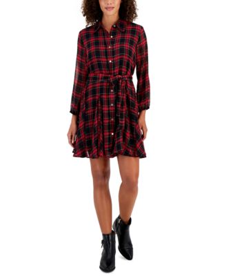 Tommy Hilfiger Womens Tartan Belted Plaid Sh 196701557599 XL RT $119.5