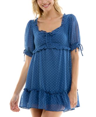 B Darlin Juniors Clip-Dot Chiffon A-Li Deep Blue 34