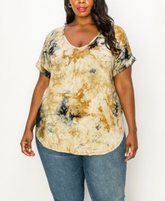 COIN 1804 COIN 1804 Plus Size Tie Dye V- Mocha 840015947224  RT $30.0