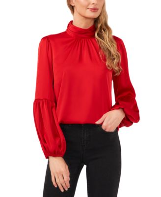 CeCe Womens Blouson-Sleeve Mock-Ne 197123309384 LARGE RT $89.0
