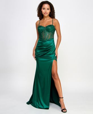 B Darlin Juniors Lace Corset Gown HunterHunter 0