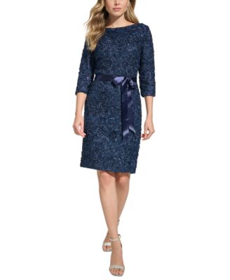 Jessica Howard Petite 34-Sleeve Lace Dress Navy 12P