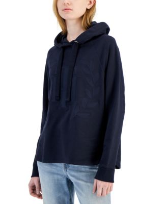 Tommy Hilfiger Womens Embroidered Hoodie Navy 196701502018 XL RT $79.5