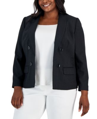 Kasper Plus Size Shawl Collar Open Fr Black 91308533390 24W RT $149.0
