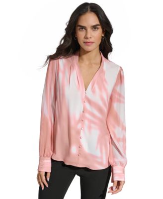 Calvin Klein Womens Long-Sleeve Printed V- 197383432051 M RT $79.0 #1