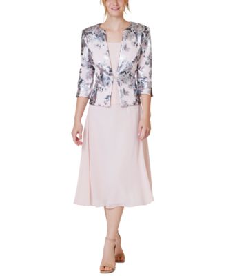Jessica Howard Petite 2-Pc. Printed Jacket Pink Multi 12P