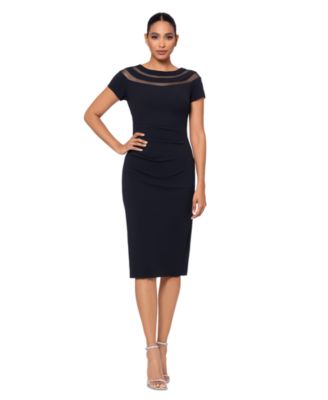 XSCAPE Womens Illusion Boat-Neck Sho Black 12
