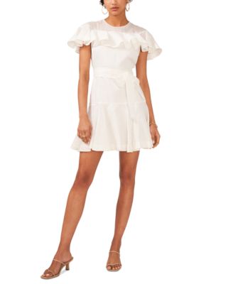 CeCe Womens Ruffled Flutter-Sleeve New Ivory 192081853641 12 RT $129.0