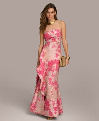 Donna Karan New York Womens Floral-Jacquard Ruffle Fushsia Multi 8