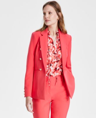 Anne Klein Womens Faux Double-Breasted J Red 91308756584 S RT $149.0