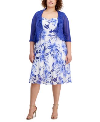 Connected Plus Size Lace Cardigan and Fl Ivory Purple 22W
