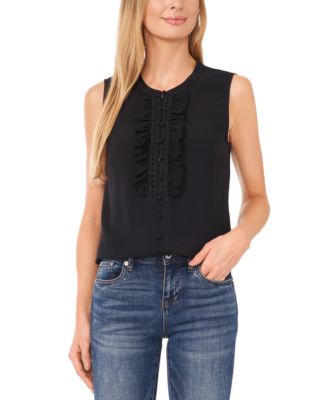 CeCe Womens Ruffled Button-Front S Rich Black 197123664568 XL RT $69.0