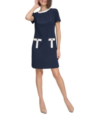 Tommy Hilfiger Womens Contrast-Trim Scuba Cr Sky Capti 10