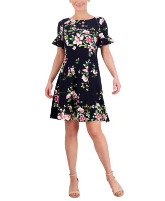 Jessica Howard Womens Floral Fit Flare Dre Navy Multi 14