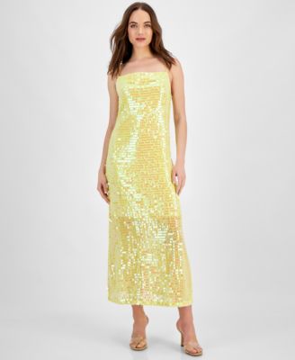 HUGO Womens Sequin Sleeveless Maxi Yellow 4 627918976878 4 RT $398.0