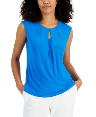 Kasper Petite Sleeveless Keyhole Top Riviera PS 91308662076  RT $49.0