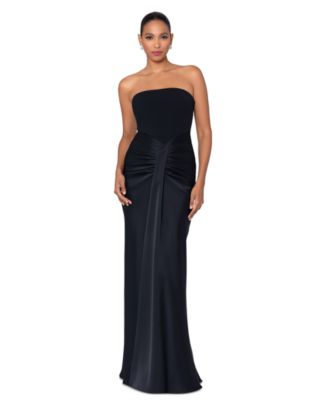 Betsy Adam Womens Ruched Strapless Gown Black 2