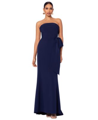 Betsy Adam Womens Faux-Wrap Strapless Go Navy 8