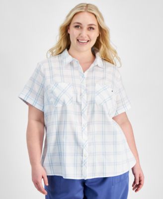 Tommy Hilfiger Plus Size Cotton Plaid Texture 196701432339 2X RT $69.5 #1