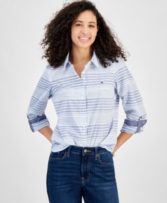 Tommy Hilfiger Womens Beach Stripe Cotton Ro 196701447944 M RT $69.5