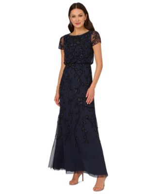 Adrianna Papell Womens Floral Bead Embellishe Mahogany 8