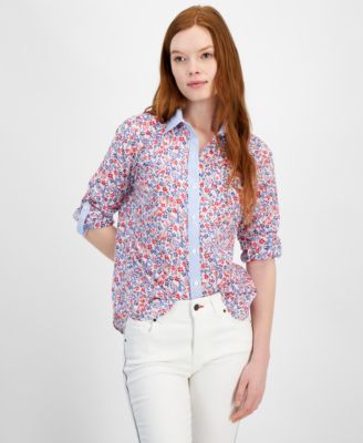 Tommy Hilfiger Womens Cotton Floral Roll-Tab 196701415592 2XL RT $69.5