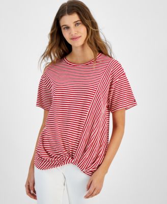 Tommy Hilfiger Womens Striped Twist-Hem 196701415790 LARGE RT $49.5