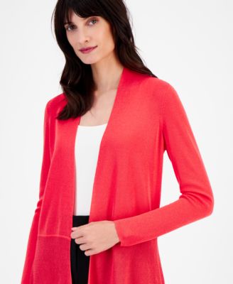Anne Klein Open-Front Longline Cardigan Red 91308783276 LARGE RT $99.0 #2