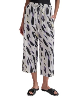 DKNY Womens Linen Printed Drawstri Blkwave B S 755403971838 S RT $89.0 #1