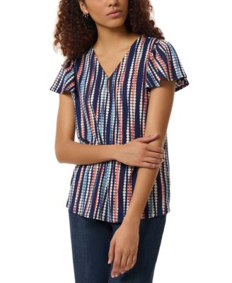 Jones New York Womens Printed V-Neck Moss Cr 91308738597 S RT $59.5