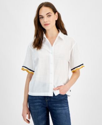 Nautica Jeans Womens Short-Sleeve Crochet-T 198042880824 XL RT $59.5