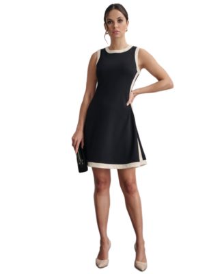 DKNY Womens Sleeveless Color Block BlackBeige 6