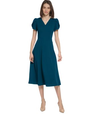 Calvin Klein Womens Jewel-Neck Tulip-Sleev Cypress 12