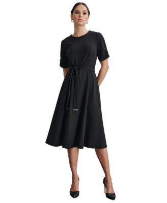DKNY Womens Round-Neck Scuba Crepe Black 8
