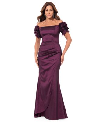 XSCAPE Womens Off-The-Shoulder Flora Olive 4