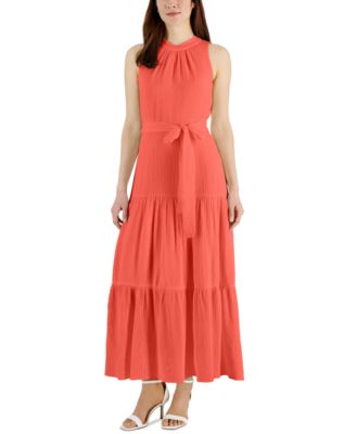 Anne Klein Womens Tie-Neck Tiered Sleeve Red 91308782675 4 RT $139.0