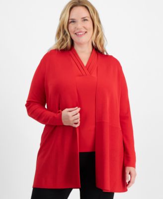 Anne Klein Plus Size Monterey Open-Front 91308913864 2X RT $109.0