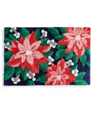 Holiday Lane Poinsettia Sculpted Rug Red 20 x 30