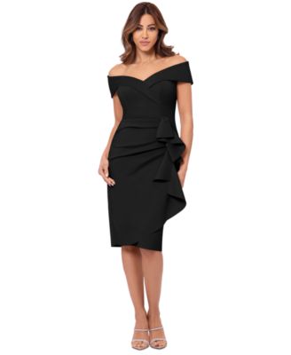 XSCAPE Petite Off-The-Shoulder Sweeth Black 12P